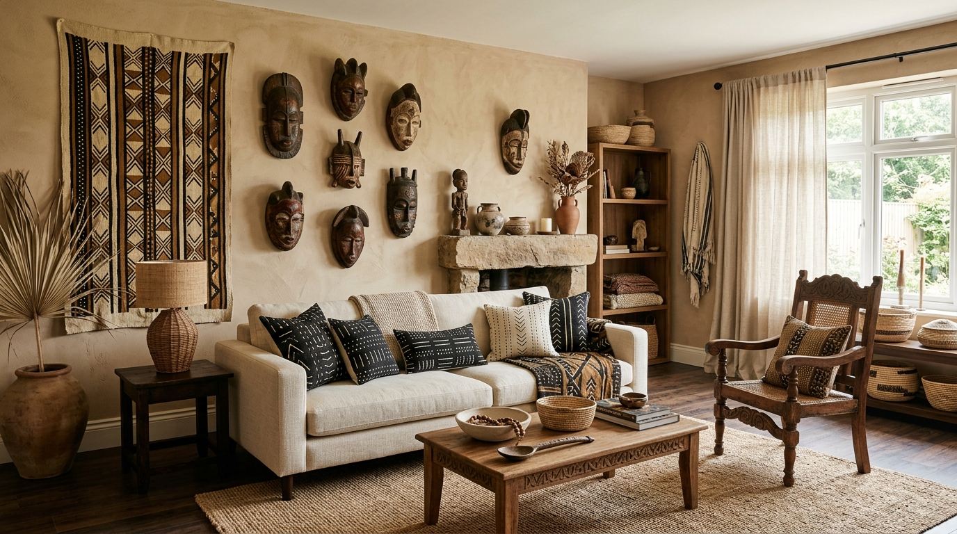 Bring in carved wood accents for depth and craftsmanship